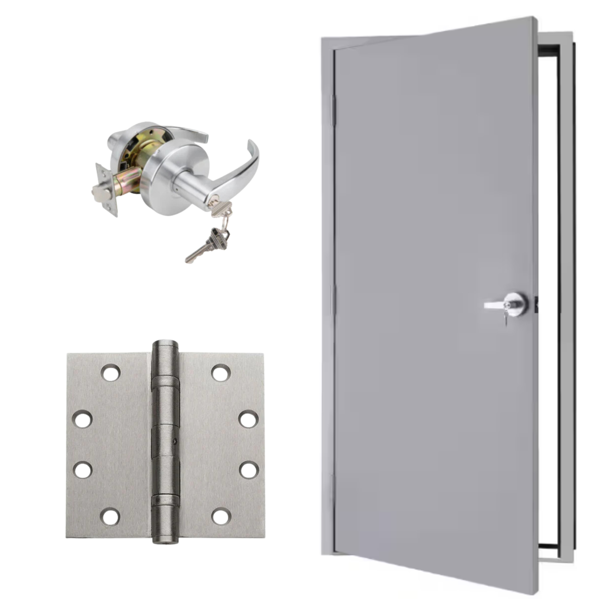 Imperial, Shield Security Door Kit, 3'0" X 7'0" Door, Frame, Hinge, Entry Handle, Right, #HM-KIT-SC-3070C-RH